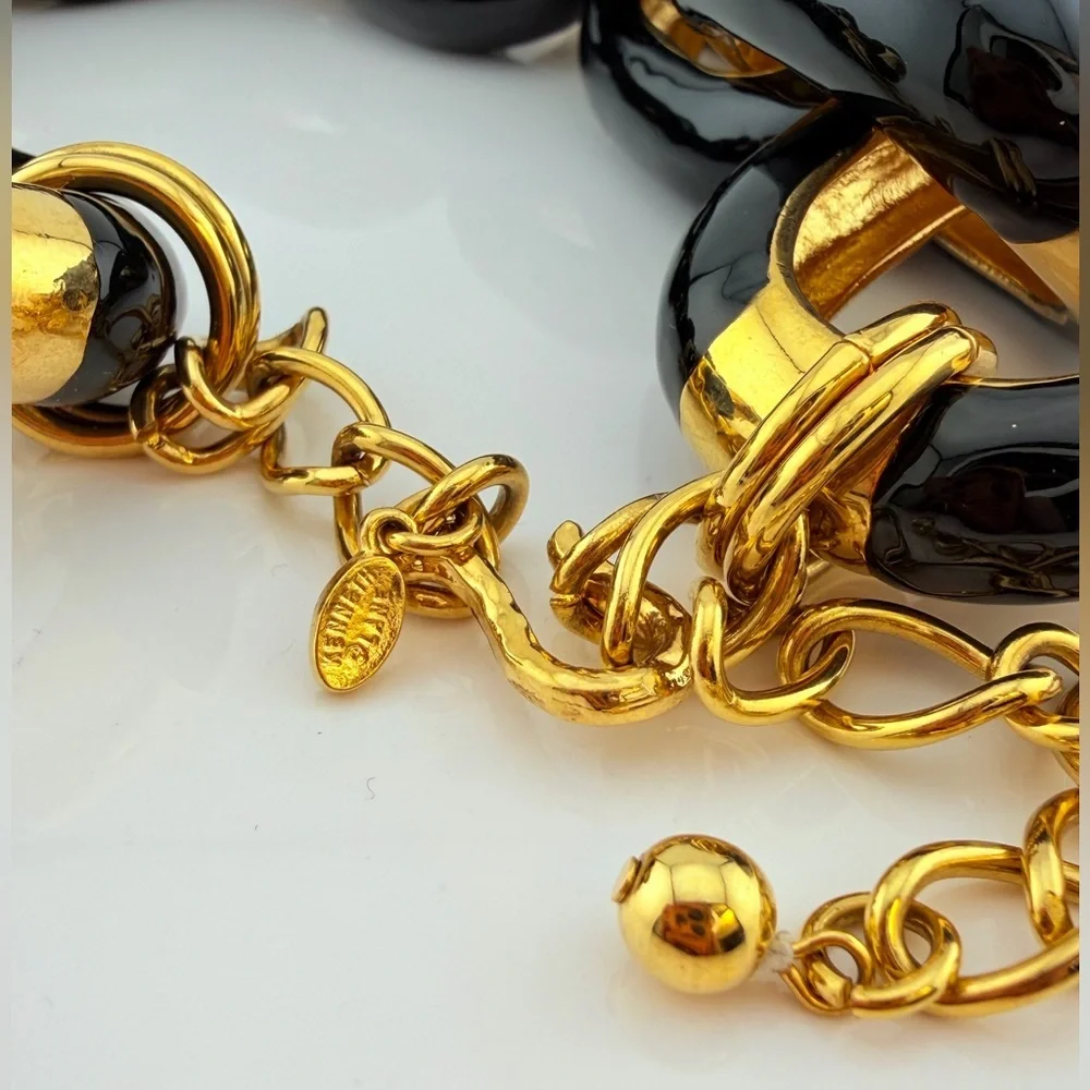 KJL black and gold Enamel chunky link chain